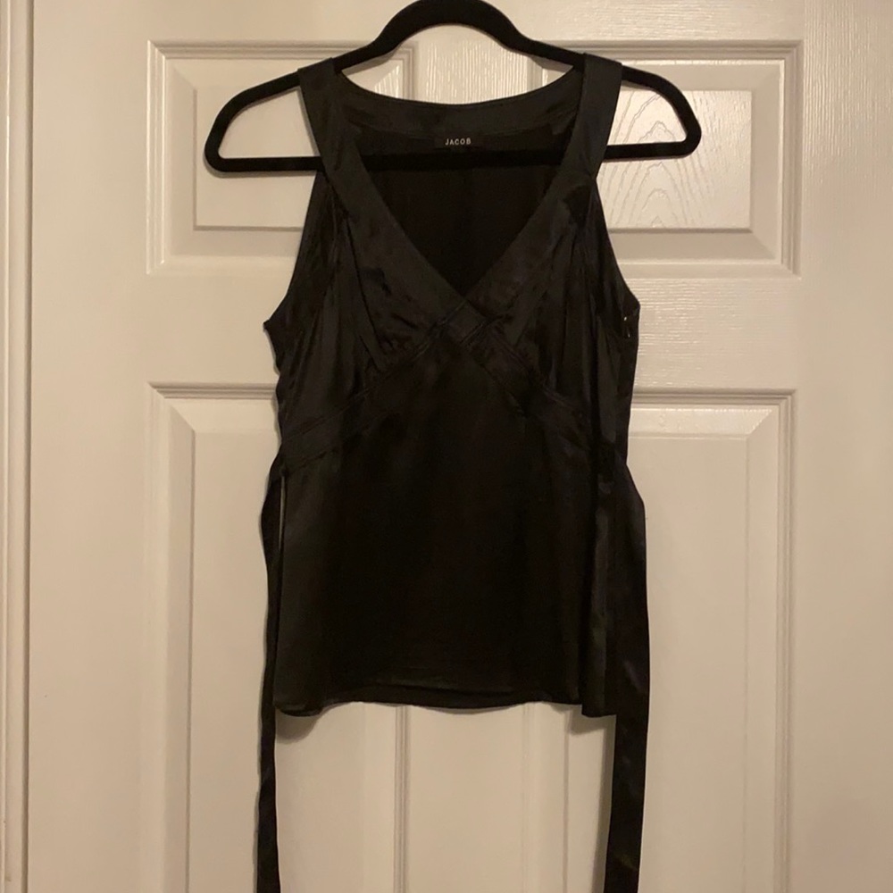 Black satin tank top size small ladies